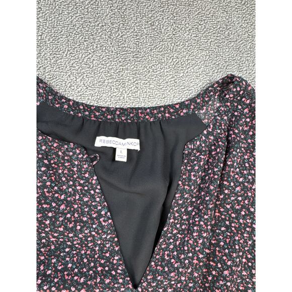 Rebecca Minkof Dress Ditsy Floral Tiered Maxi Prairie Cottagecore Black Sz Large - Picture 6 of 11